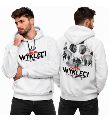 Bluza z kapturem ŻOŁNIERZE WYKLĘCI BIAŁA